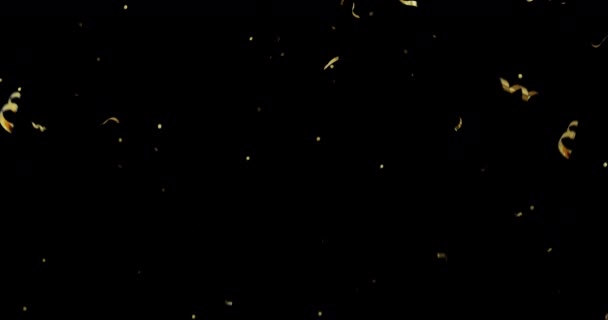 Queda Realista Brilhos Confetes Dourados Brilhantes Colorido Ano Novo Aniversário — Vídeo de Stock