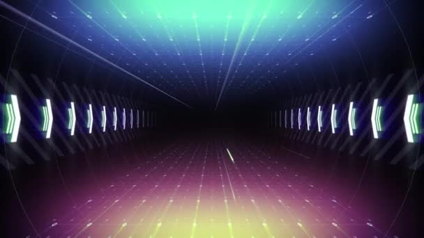 慢速飞行通过抽象科幻网络隧道可环绕的背景 — 图库视频影像