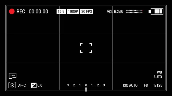 Camera Zoeker Zwarte Achtergrond Breedbeeld Afbeelding Elementen Tijd Indicator Opname — Stockfoto