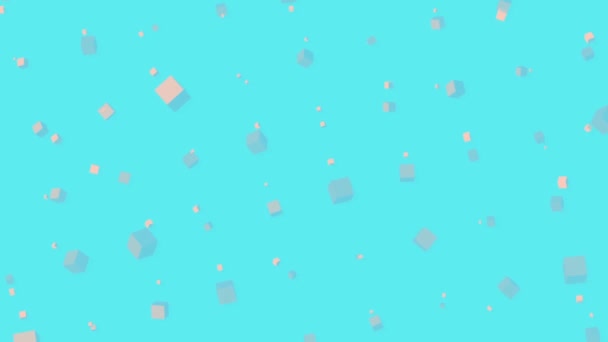 Абстрагируясь Full Экрана Мультипликатор Крутит Кубики Розовый Фон Желтых Вращающихся — стоковое видео