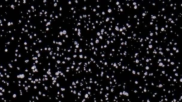 Блестящие Падающие Алмазы Черном Космическом Фоне Трехмерный Фон — стоковое видео