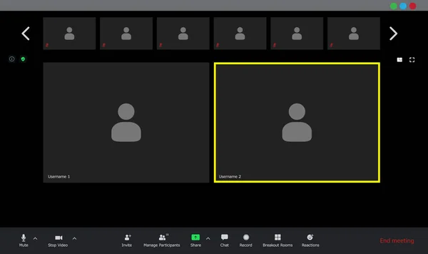 Interface utilisateur de vidéoconférence, fenêtre de visioconférence superposée — Image vectorielle