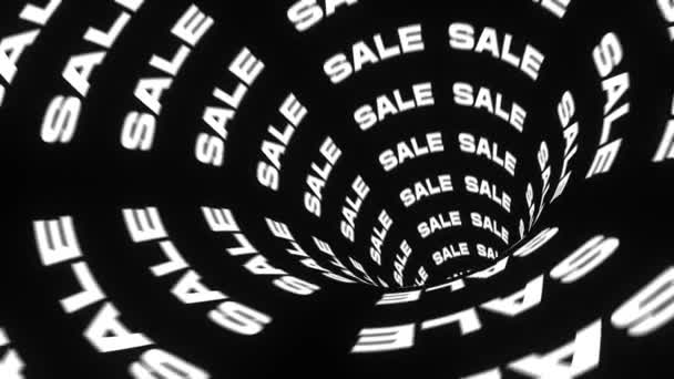 Abstrakcyjny czarny Tło pętla lejka Sprzedaż kinetyczna typografia — Wideo stockowe