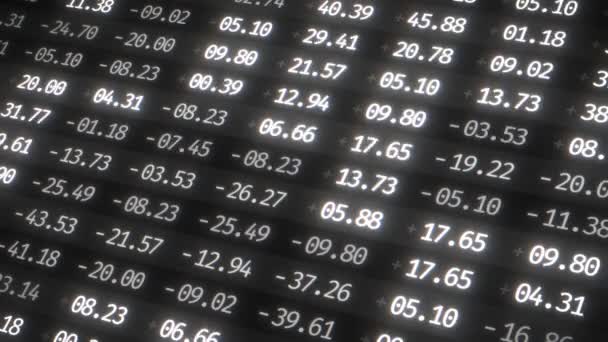 4k анимированный цикл абстрактный фон с цифрами фондового рынка. Финансовая концепция. Данные фондового рынка. — стоковое видео