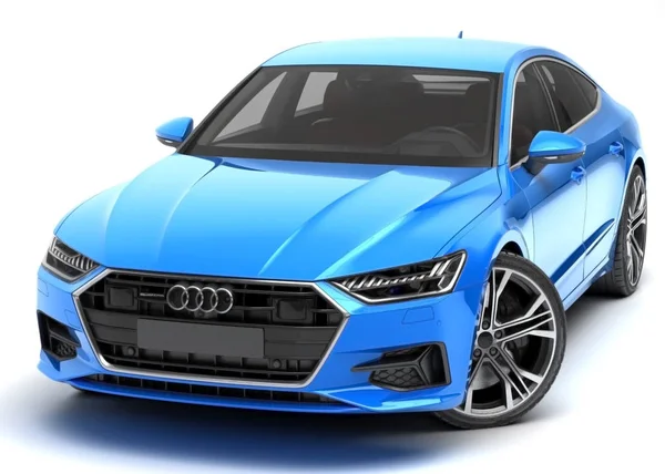 Parlak mavi lüks spor otomobil