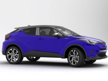 Modern koyu mavi renkli spor Utility beyaz arka plan üzerinde izole araç.