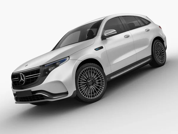 Modern buzlu gümüş renkli Spor Utility Araç beyaz arka plan üzerinde izole.