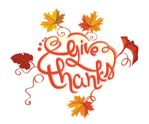 Remerciez Typographie Thanksgiving Day Illustration Vectorielle Avec Lettrage Remerciez Feuilles — Image vectorielle