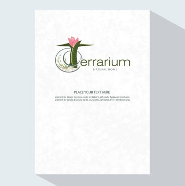 Vektör etli bitki cam terrarium içinde. Etli terrarium. Mini Bahçe kavanoza. Broşür tasarım şablonu.