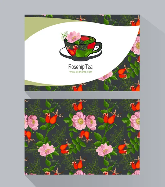 Cartão Visita Criativo Com Chá Rosa Quadris Ilustração Vetorial — Vetor de Stock