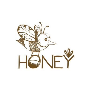 Tatlım. Arı vektör logosu. Bebekler için organik kozmetik.