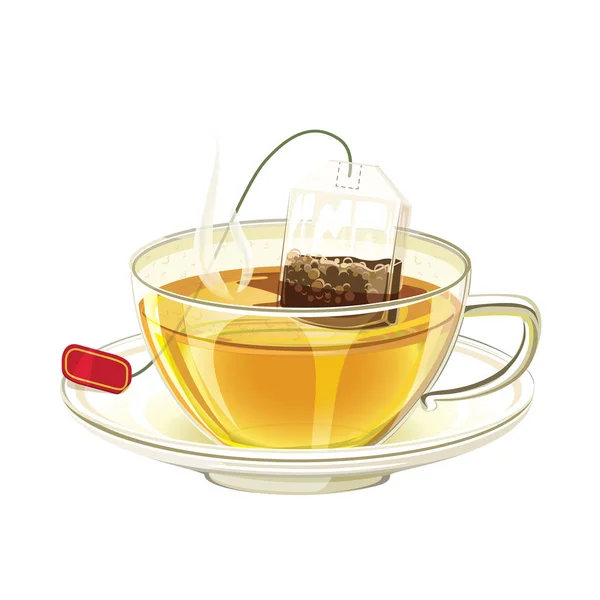 Kézzel Rajzolt Csésze Tea Tea Bag — Stock Vector