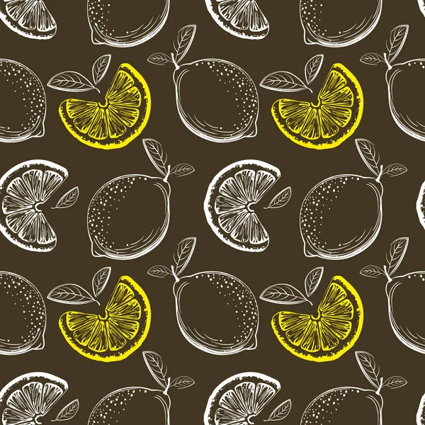 Handgezeichnete Zitronen Muster Zitrus Hintergrund — Stockvektor