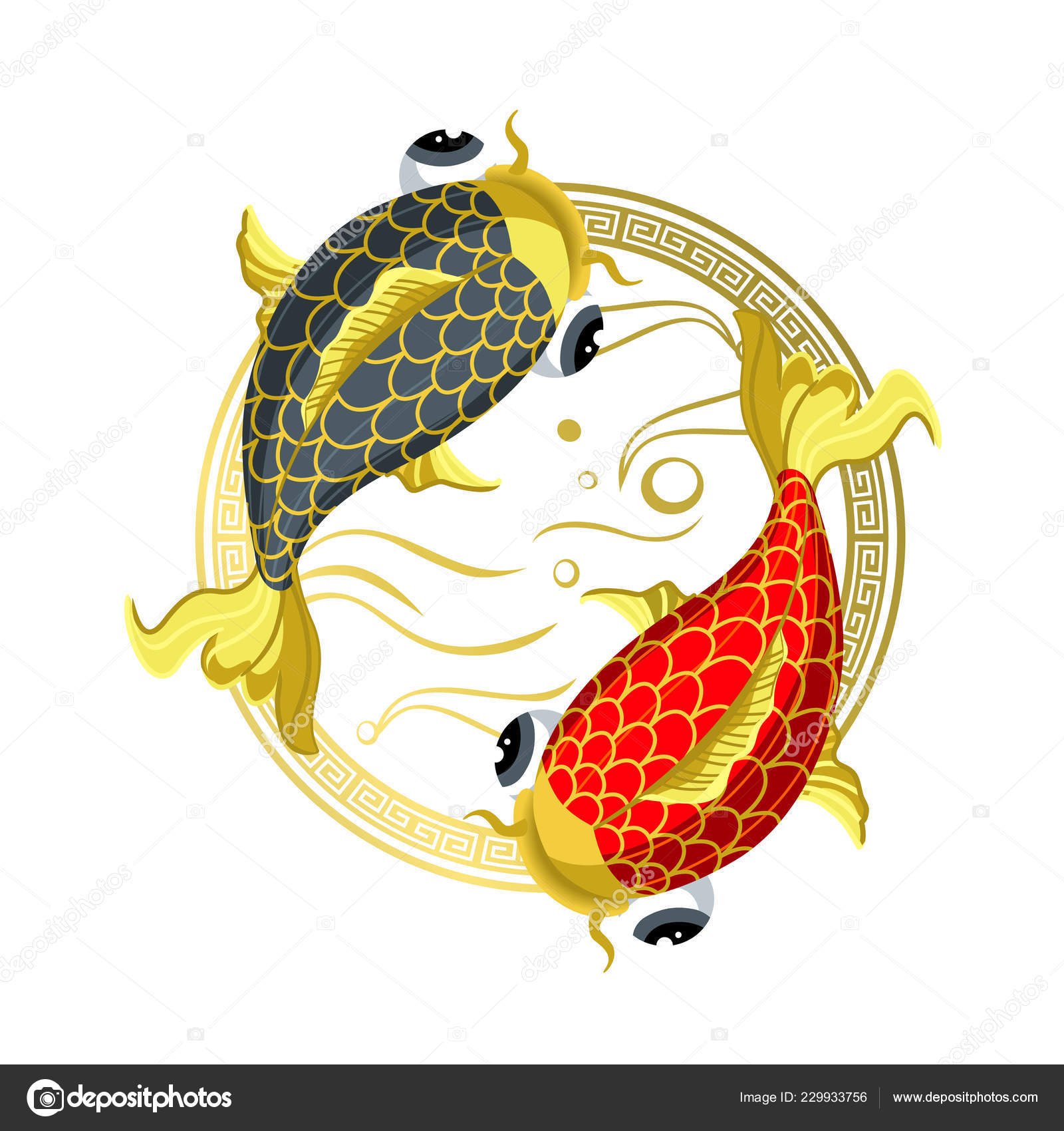 Download Yin Yang Koi Fish Symbol Beautiful Vintage Oriental Symbol ...