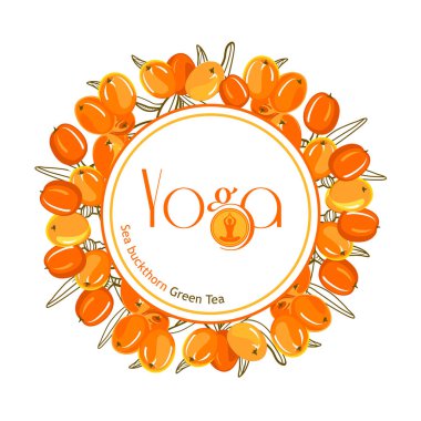 cehri çilek, yoga logo yuvarlak çerçeve 