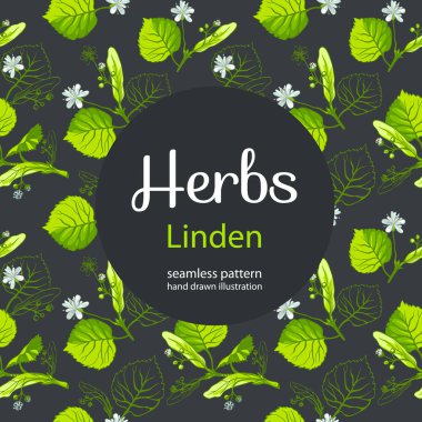 ıhlamur yaprakları ve çiçeği seamless modeli