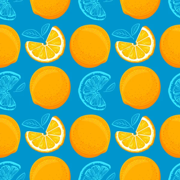 Handgezeichnete Orangen Muster Zitrus Hintergrund — Stockvektor
