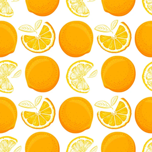 Handgezeichnete Orangen Muster Zitrus Hintergrund — Stockvektor