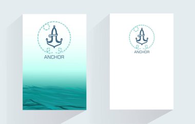 Logo tasarımı deniz arka plan üzerinde demir. Broşür afiş tasarım şablonu