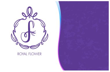 F harfi monogram mavi zemin üzerine yaratıcı logolu 