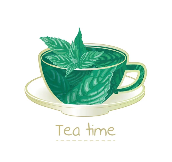 Чашка Мятного Чая Креативный Логотип — стоковый вектор