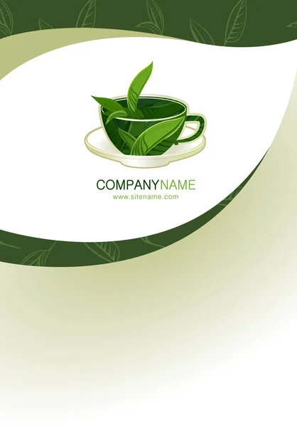 Hand Drawn Cup Green Tea Flyer Template — Stock Photo, Image