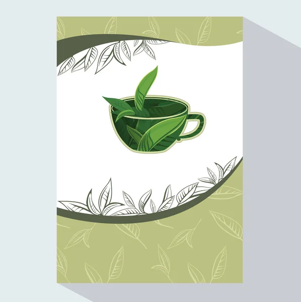 Tasse Thé Vert Dessinée Main Modèle Flyer — Photo