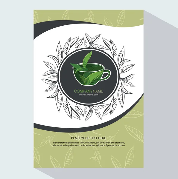 Mão Desenhada Xícara Chá Verde Modelo Panfleto — Vetor de Stock