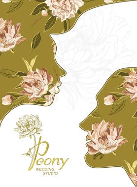 düğün davetiye kartı şablonu erkek ve kadın yüzü olan