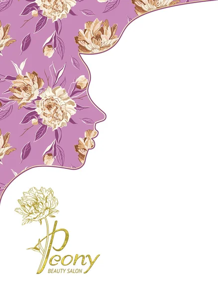 Diseño Del Logotipo Beauty Space Plantilla Folleto Con Cara Femenina — Foto de Stock