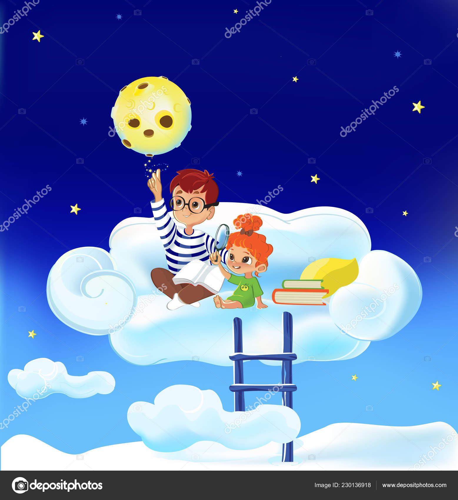 Template Kids Learning Stars Planets Solar System