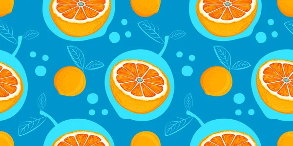 Patrón Sin Costura Vector Pomelo Boceto Pomelos Fondo Frutas Cítricas — Vector de stock