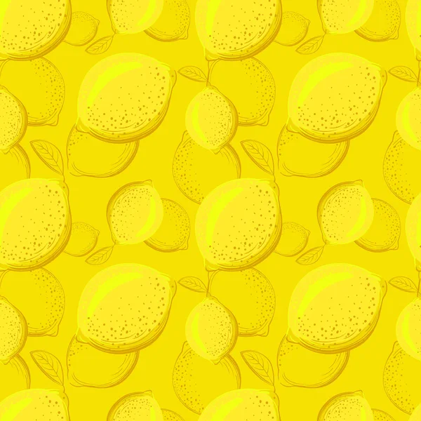 Modèle Sans Couture Citron Croquis Coloré Citrons Fond Agrumes Éléments — Image vectorielle
