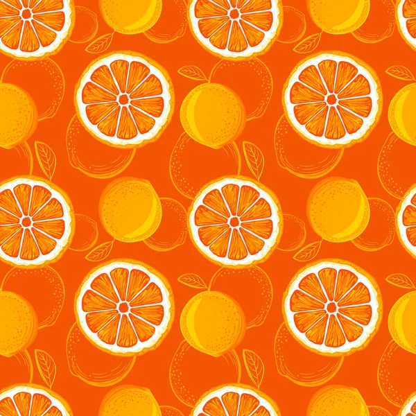 Grapefruit Seamless Pattern Sketch Grapefruites Citrus Fruit Background Elements Menu — Stock Vector