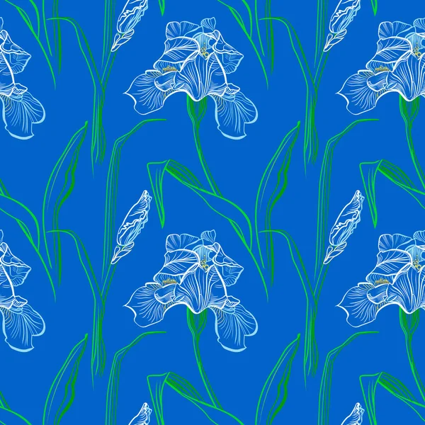 Iris Fleurs Vecteur Motif Sans Couture Fond Fleuri Texture Botanique — Image vectorielle