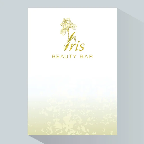 Irys Kwiat Logo Stylu Grawerowanie Piękno Logo Beauty Bar Ulotka — Wektor stockowy