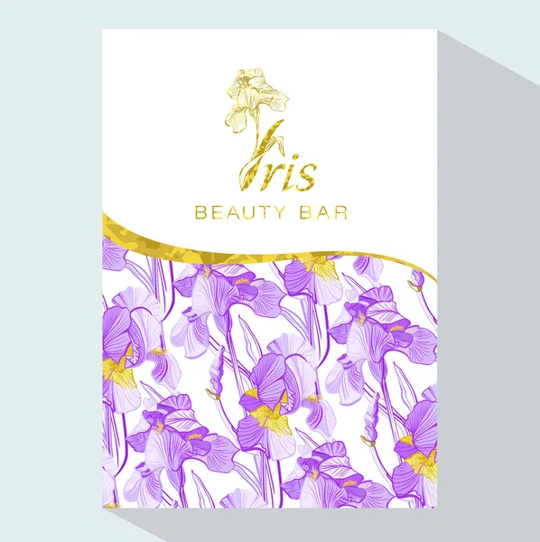 Iris Květinové Logo Stylu Rytím Krásy Logo Beauty Bar Šablona — Stockový vektor