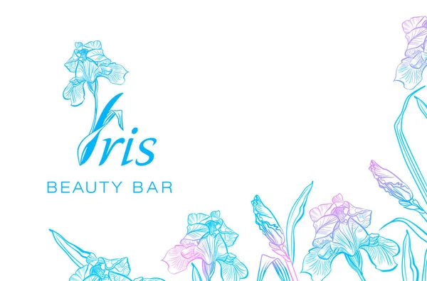 Irys Kwiat Logo Stylu Grawerowanie Piękno Logo Beauty Bar Wizytówki — Zdjęcie stockowe