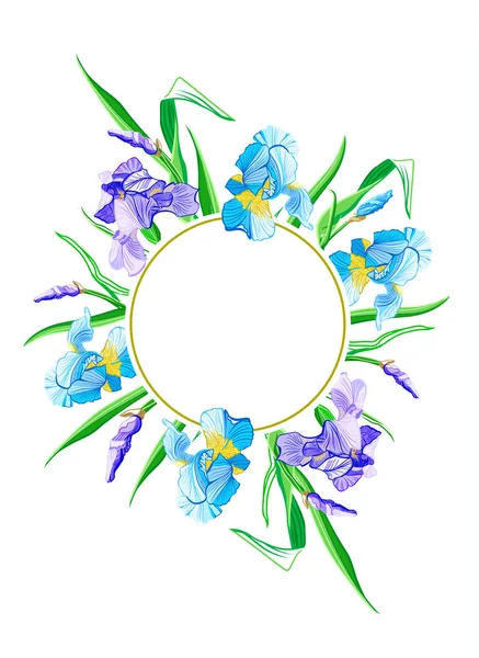 Zaproszenie Ślub Iris Flower Kwiaty Ogrodowe Ozdobny Życzeniami Lub Zaproszenie — Zdjęcie stockowe