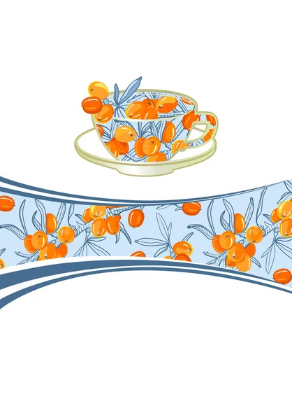 Marca Embalaje Con Taza Con Espino Cerval Mar Plantilla Diseño — Foto de Stock