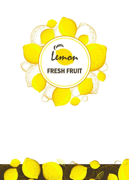 Packing template design of Lemon. Lemon vertical banner. Design for juice, tea, ice cream, lemonade, jam, natural cosmetics, sweets and pastries filled with lemon, dessert menu.