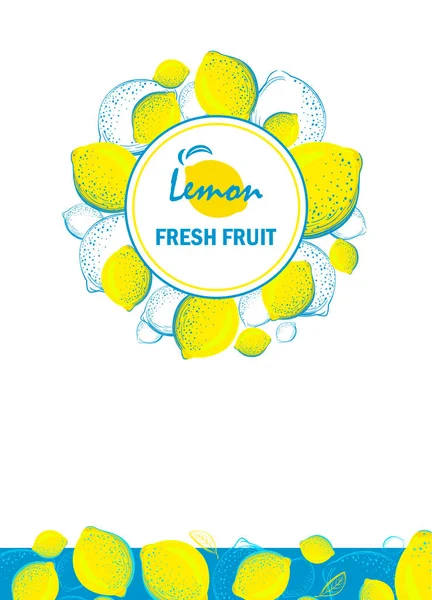 Packing template design of Lemon.Lemon vertical banner. Design for juice, tea, ice cream, lemonade, jam, natural cosmetics, sweets and pastries filled with lemon, dessert menu.