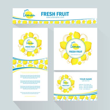 Marka limon taze meyve şirketi için şablon, taze meyve suları, dükkan, Bar fabrikası. İş kartı, afiş, şablon, broşür şablonu için tasarım elemanı.