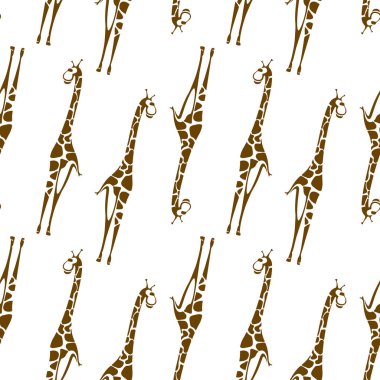 Zürafa vektör ağaçlar ile dikişsiz desen. Tekstil, sarma için Safari vahşi hayvan arka plan. 