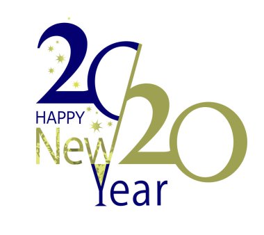 Mutlu yeni yıl 2020 logo metin tasarım. İş günlüğü dileklerimle 2020 için kapak. Broşür tasarım şablonu, kartı, banner. Vektör çizim. Beyaz arka plan üzerinde izole.