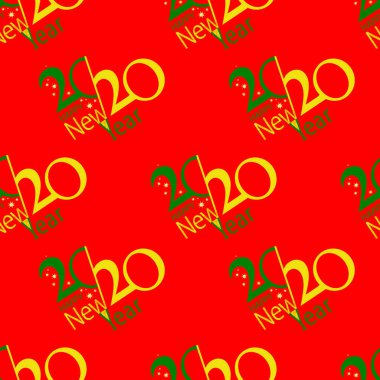 Happy New Year 2020 metin tasarımı sorunsuz desen. Kış kusursuz desen. Kumaş, ambalaj kağıdı veya duvar kağıdı için dikişsiz desen. Noel kalıbı. Yeni yıl 2020.