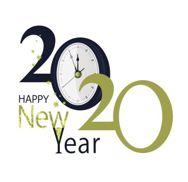 Happy New Year 2020 logo metin tasarımı. Dileklerle 2020 için iş günlüğü kapağı. Broşür tasarım şablonu, kart, afiş. Beyaz arka planda yalıtılmış.