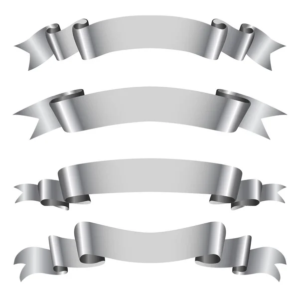 Beyaz arka plan üzerinde izole Gümüş Şerit koleksiyonuna. Boş şerit afiş.