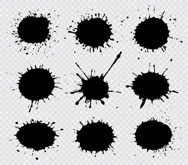 Çeşitli siyah mürekkep lekeleri, vektör çizim