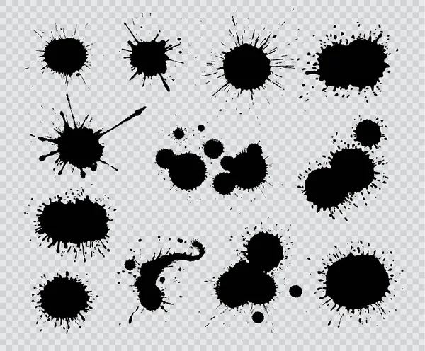 Çeşitli siyah mürekkep lekeleri, vektör çizim